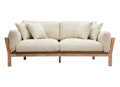 Design-Sofa 3 Plätze Cremeweiß Holzbeine KYO