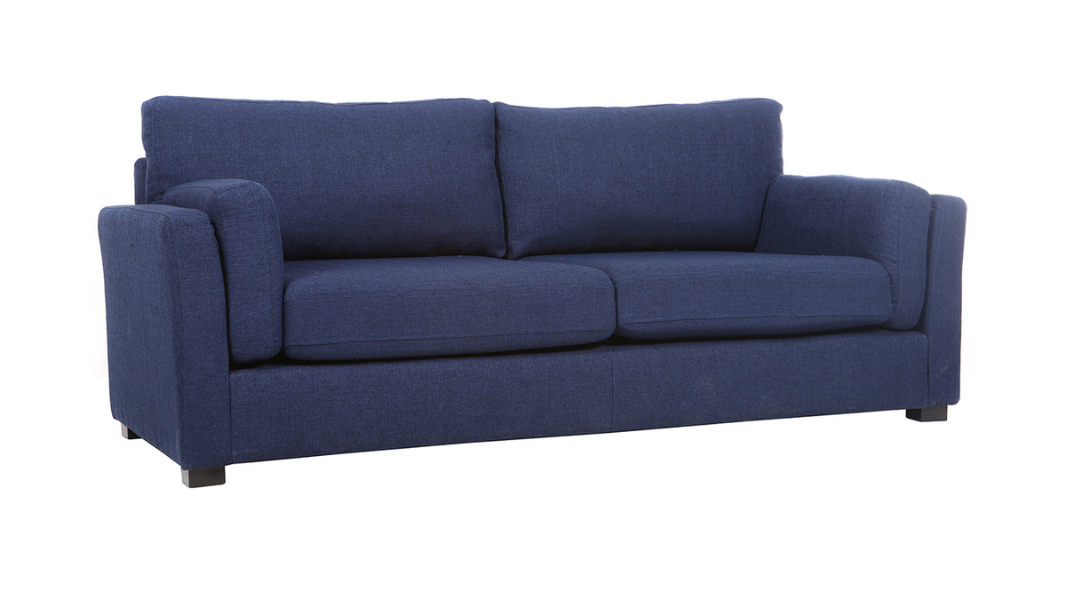 Design-Sofa 3 Pltze dunkelblauer Stoff MILORD