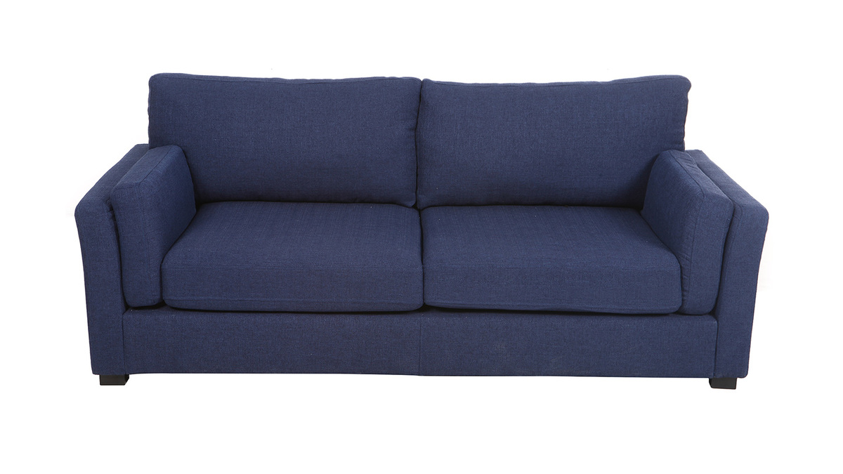 Design-Sofa 3 Pltze dunkelblauer Stoff MILORD