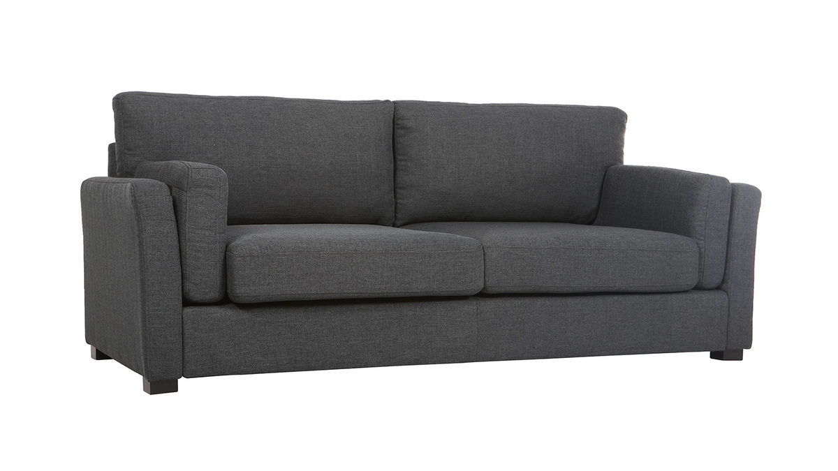 Design-Sofa 3 Pltze dunkelgrauer Stoff MILORD