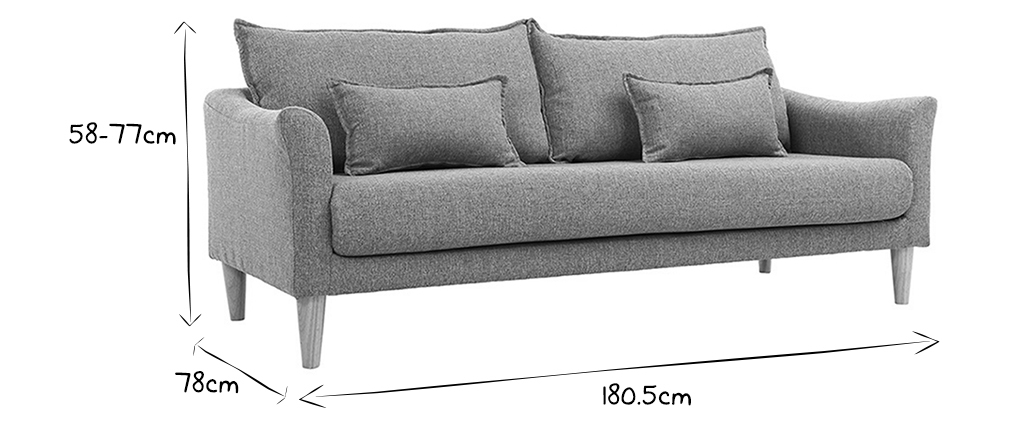 Design-Sofa 3 Plätze Grau KATE