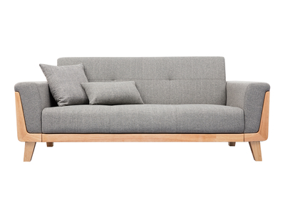 Design-Sofa 3 Plätze Hellgrau Holzbeine FJORD