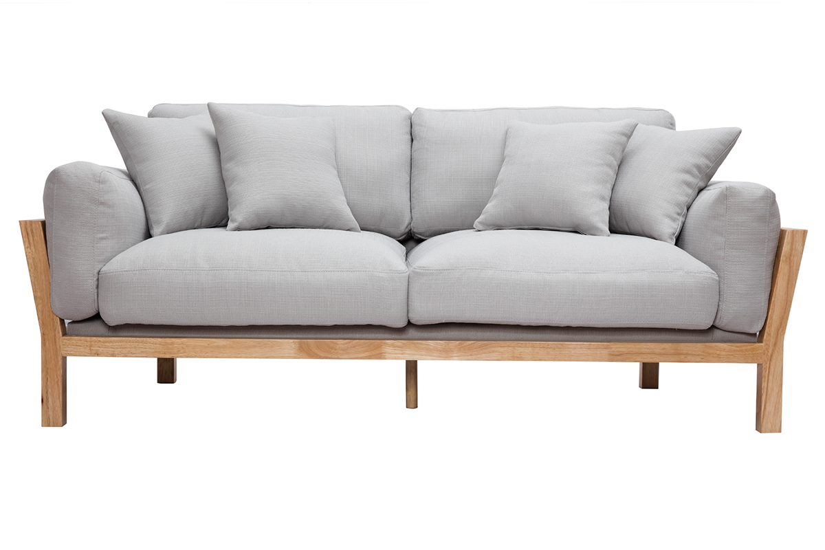 Design-Sofa 3 Pltze Hellgrau Holzbeine KYO