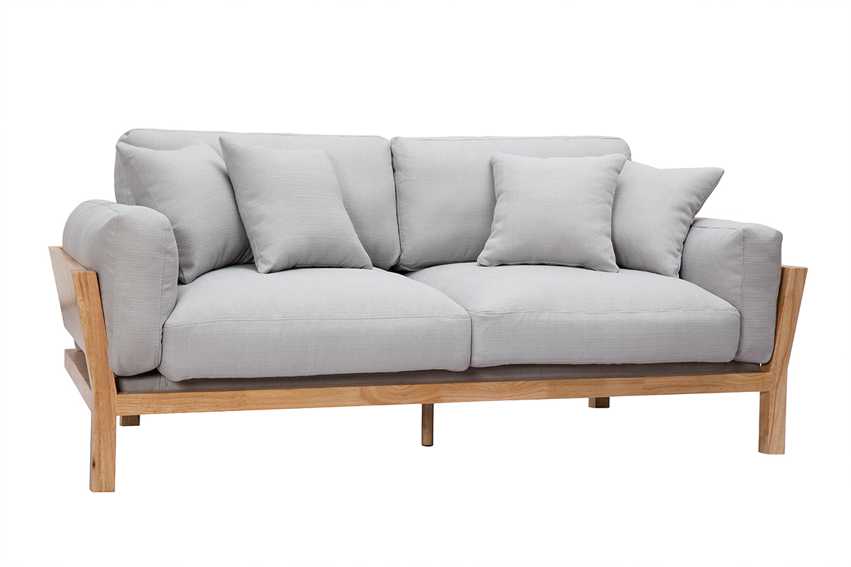 Design-Sofa 3 Pltze Hellgrau Holzbeine KYO
