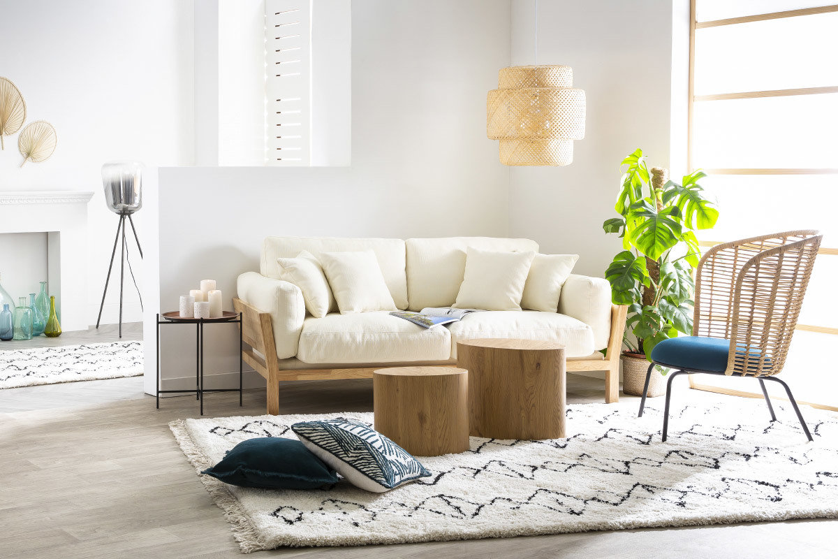 Design-Sofa 3 Pltze Hellgrau Holzbeine KYO
