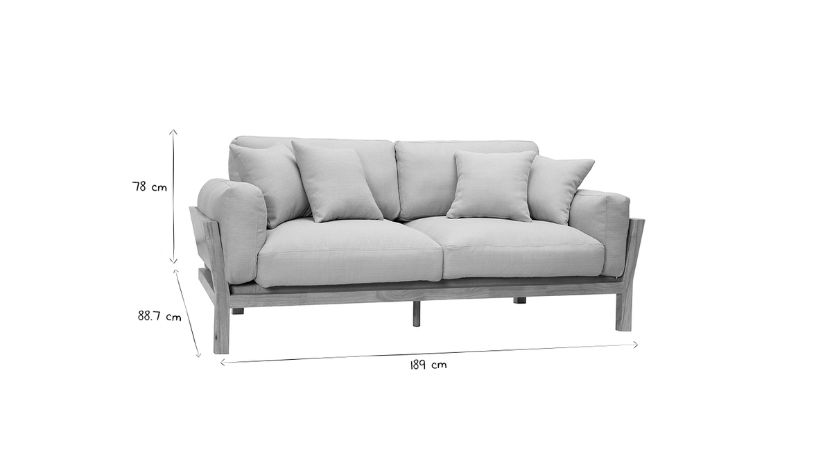 Design-Sofa 3 Pltze Hellgrau Holzbeine KYO