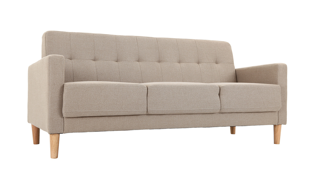 Design-Sofa 3 Pltze Naturfarben MOON
