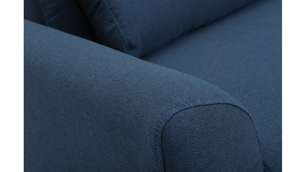 Design-Sofa 3 Pltze Stoff Blau Beine Nussbaum EKTOR