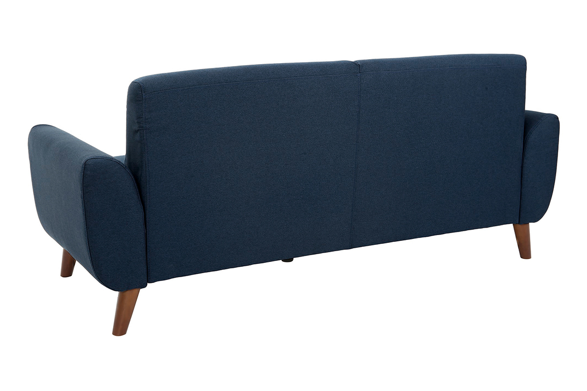 Design-Sofa 3 Pltze Stoff Blau Beine Nussbaum EKTOR