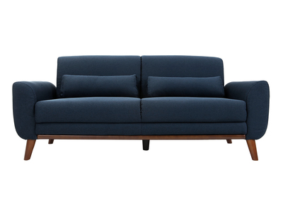 Design-Sofa 3 Plätze Stoff Blau Beine Nussbaum EKTOR