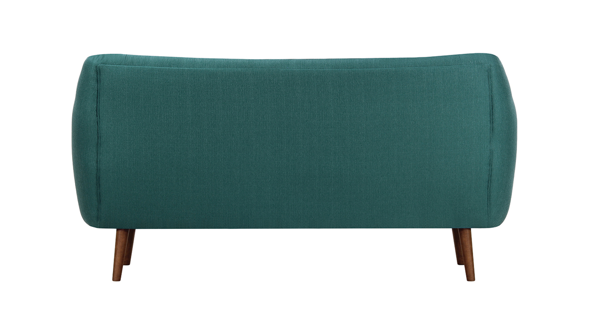 Design-Sofa 3 Pltze Stoff Blaugrn Beine Nussbaum OLAF