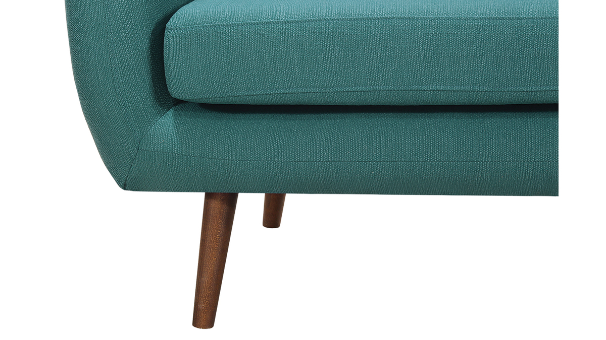 Design-Sofa 3 Pltze Stoff Blaugrn Beine Nussbaum OLAF