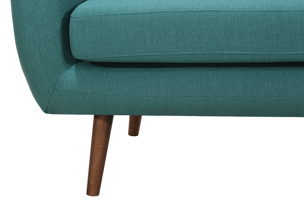 Design-Sofa 3 Pltze Stoff Blaugrn Beine Nussbaum OLAF