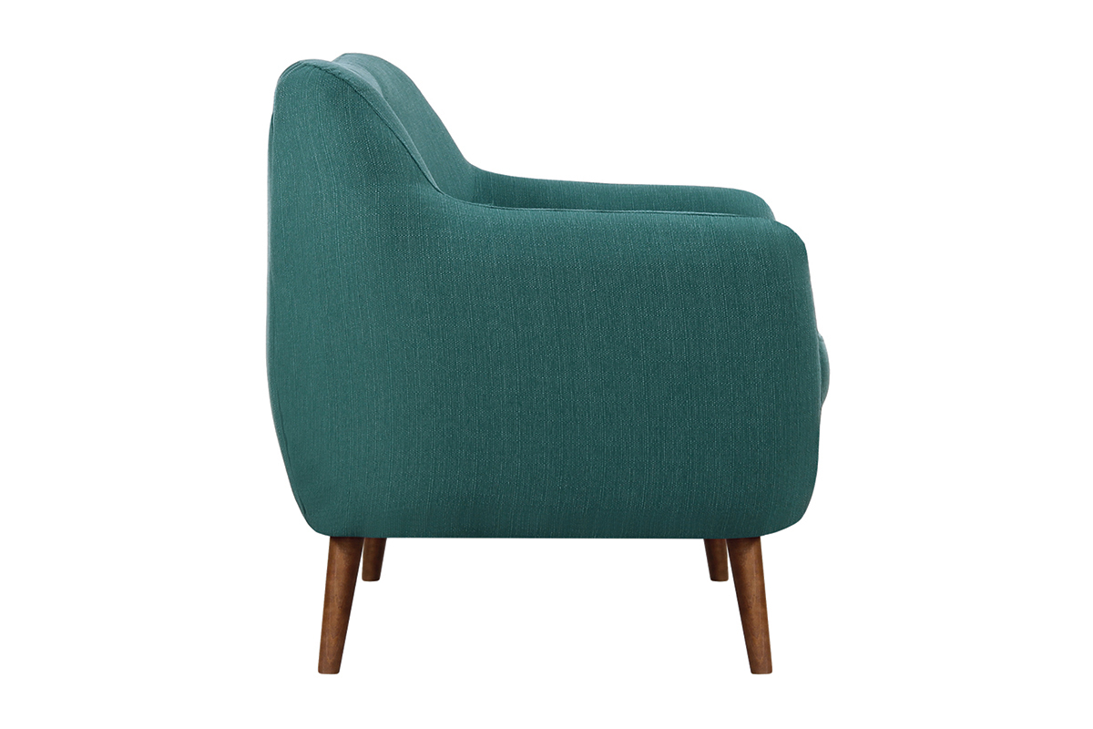 Design-Sofa 3 Pltze Stoff Blaugrn Beine Nussbaum OLAF