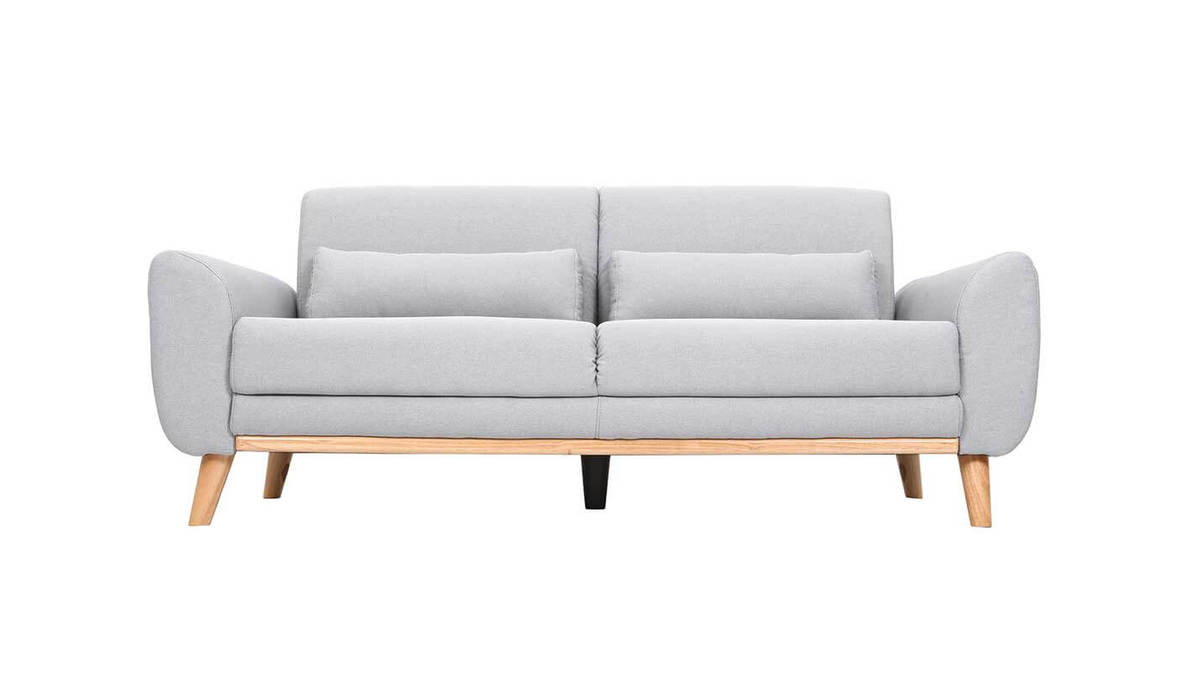 Design-Sofa 3 Pltze Stoff Hellgrau Eichenbeine EKTOR