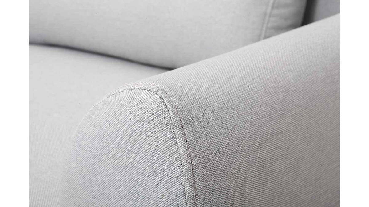 Design-Sofa 3 Pltze Stoff Hellgrau Eichenbeine EKTOR