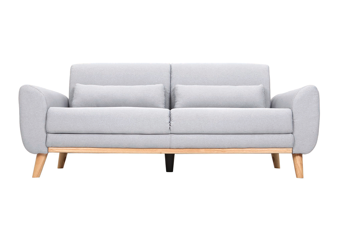 Design-Sofa 3 Pltze Stoff Hellgrau Eichenbeine EKTOR