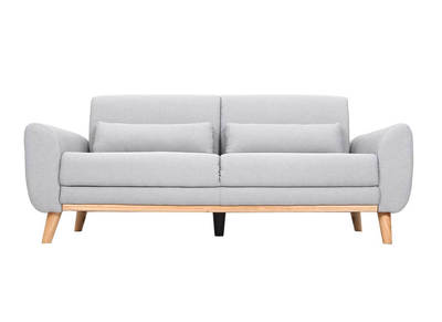 Design-Sofa 3 Plätze Stoff Hellgrau Eichenbeine EKTOR