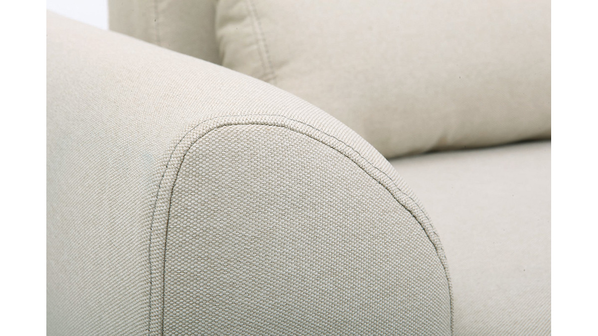 Design-Sofa 3 Pltze Stoff naturfarben Eichenbeine EKTOR