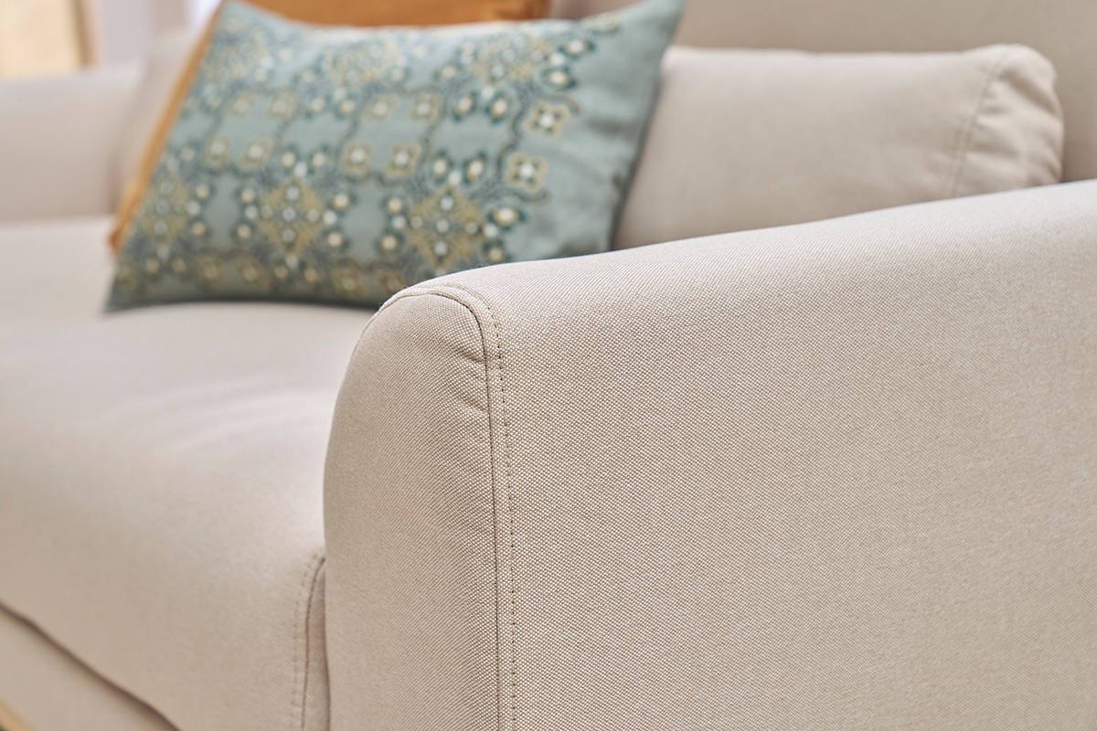 Design-Sofa 3 Pltze Stoff naturfarben Eichenbeine EKTOR