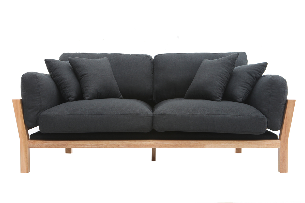 Design-Sofa 3-Sitzer abziehbarer, anthrazitgrauer Stoff YNOK