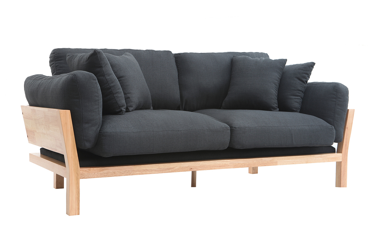 Design-Sofa 3-Sitzer abziehbarer, anthrazitgrauer Stoff YNOK