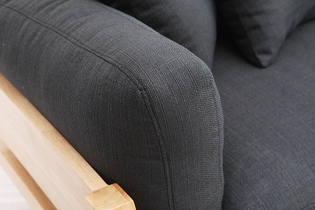 Design-Sofa 3-Sitzer abziehbarer, anthrazitgrauer Stoff YNOK