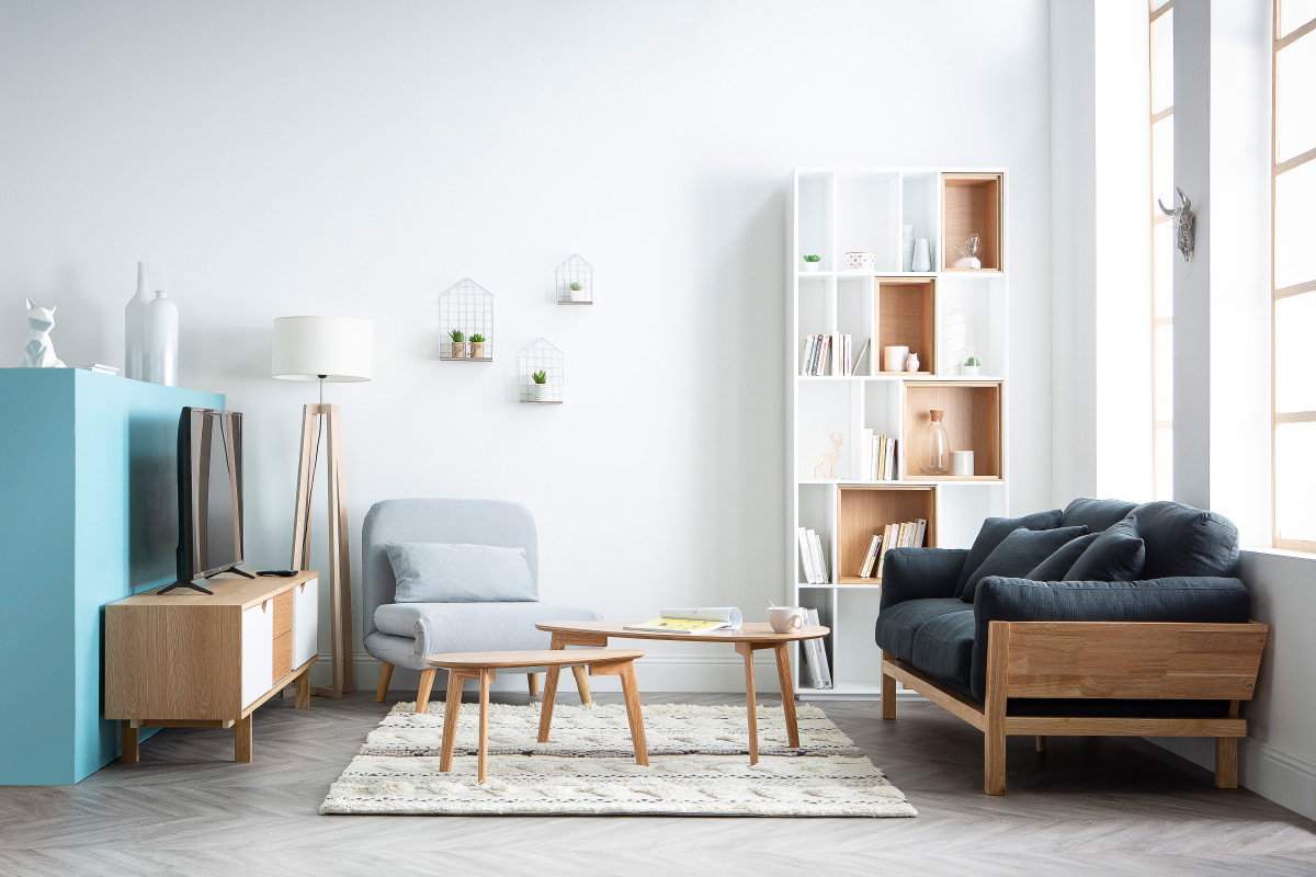 Design-Sofa 3-Sitzer abziehbarer, anthrazitgrauer Stoff YNOK