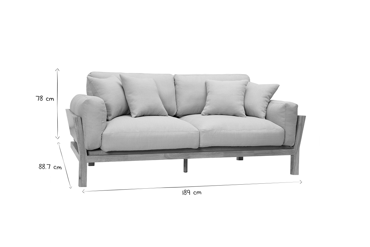 Design-Sofa 3-Sitzer abziehbarer, anthrazitgrauer Stoff YNOK
