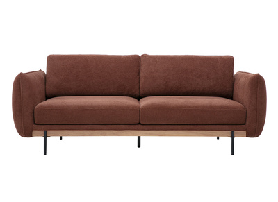 Design-Sofa 3-Sitzer aus Chenille-Stoff in gebranntem Erdton und schwarzem Metall TODD