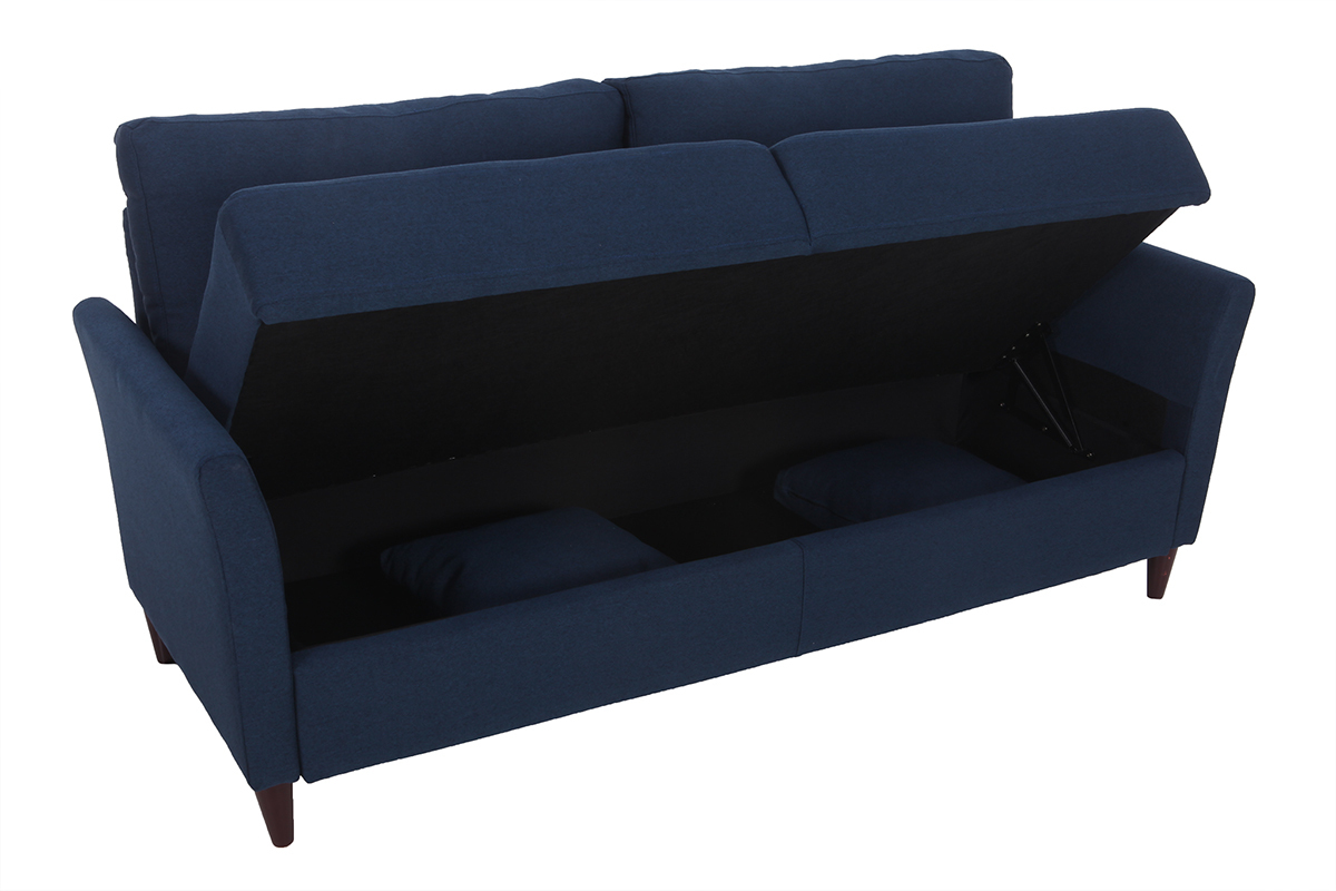 Design-Sofa 3-Sitzer aus dunkelblauem Stoff mit Stauraum MEDLEY