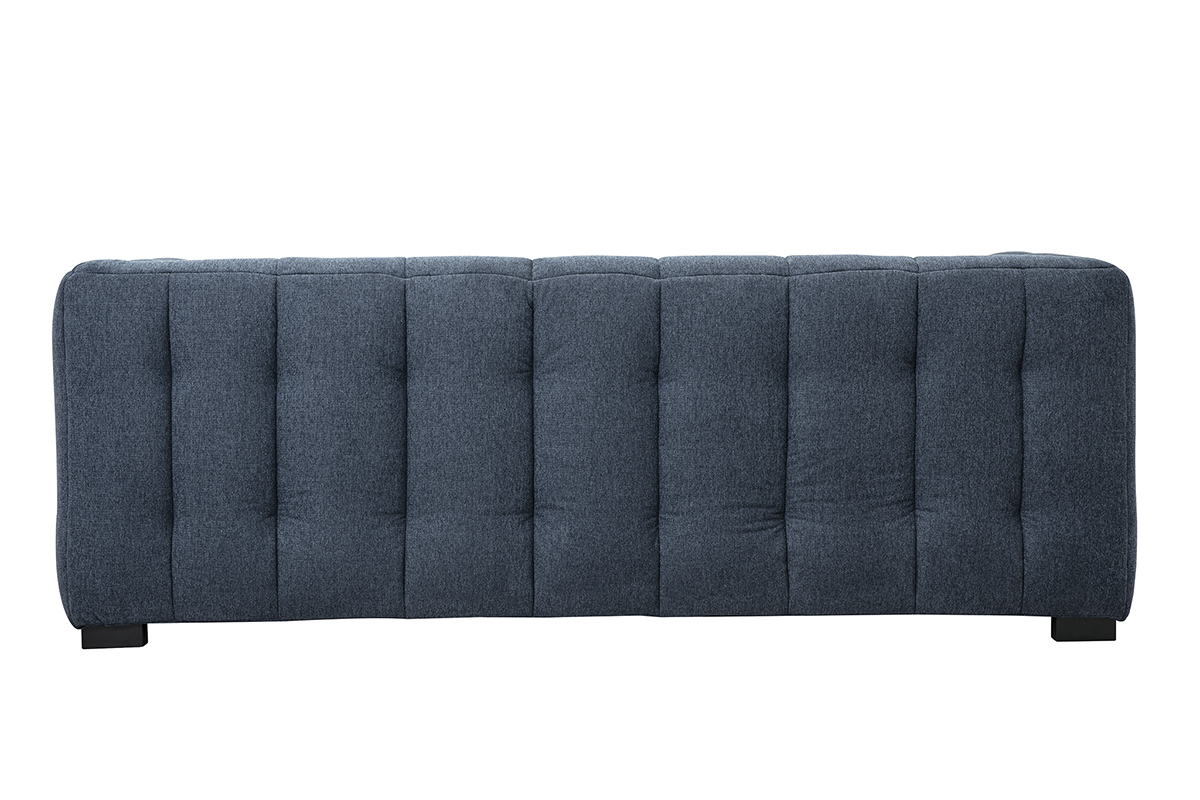 Design-Sofa 3-Sitzer aus dunkelblauem strukturiertem Samteffektstoff CORTO