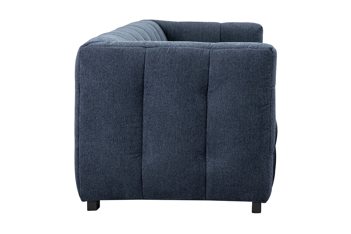 Design-Sofa 3-Sitzer aus dunkelblauem strukturiertem Samteffektstoff CORTO