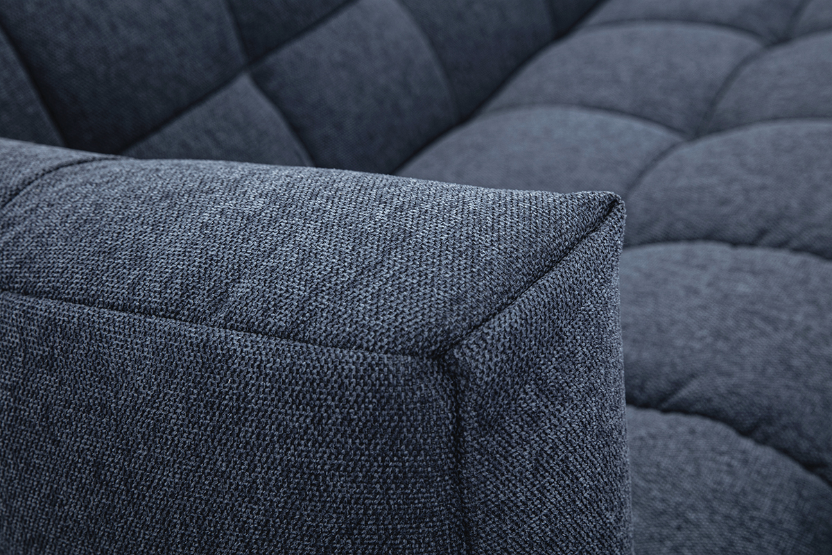 Design-Sofa 3-Sitzer aus dunkelblauem strukturiertem Samteffektstoff CORTO