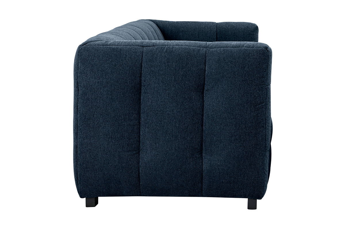 Design-Sofa 3-Sitzer aus dunkelblauem strukturiertem Samteffektstoff CORTO