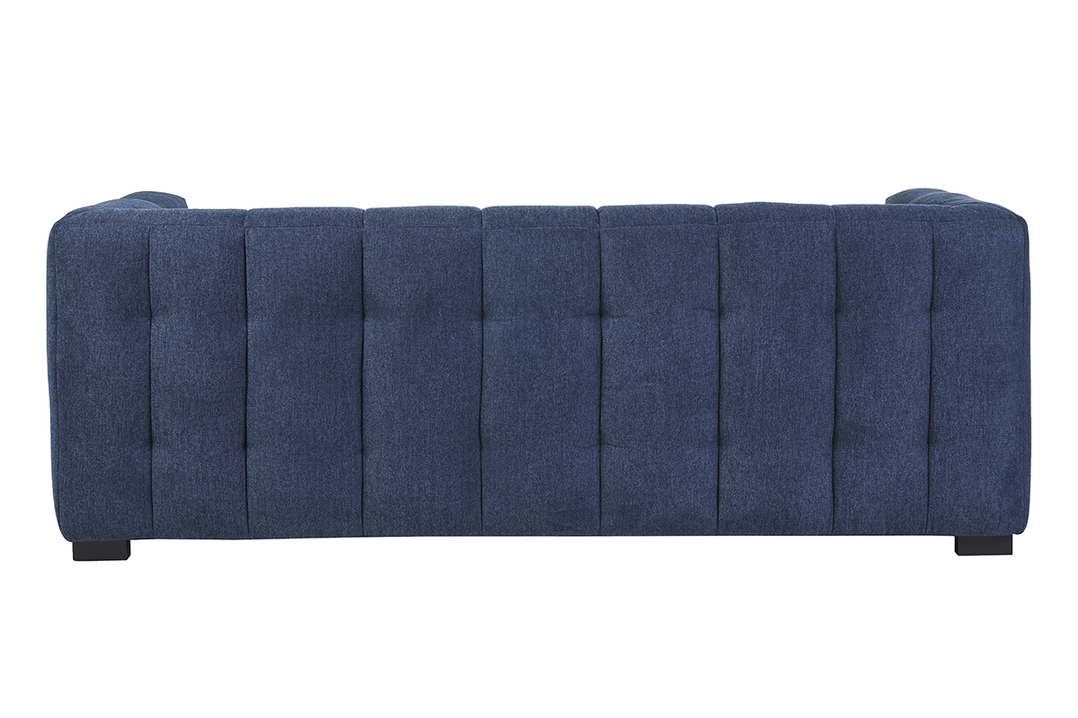 Design-Sofa 3-Sitzer aus dunkelblauem strukturiertem Samteffektstoff CORTO