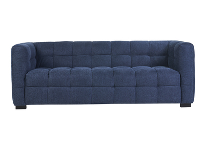 Design-Sofa 3-Sitzer aus dunkelblauem strukturiertem Samteffektstoff CORTO