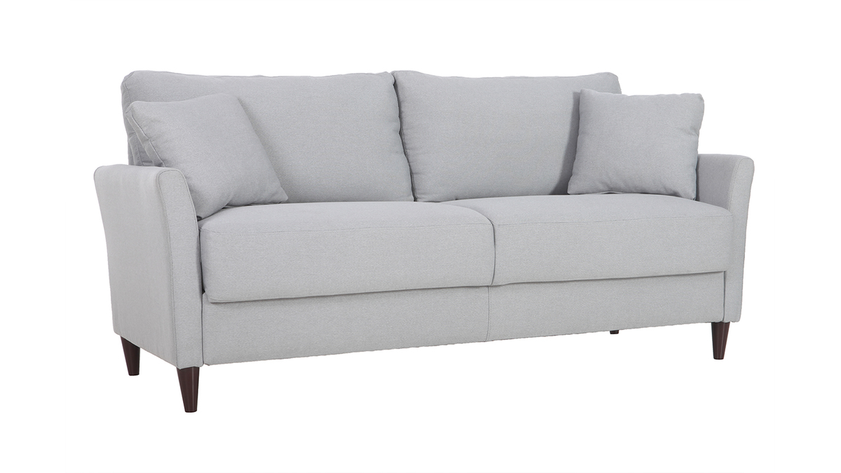 Design-Sofa 3-Sitzer aus hellgrauem Stoff mit Stauraum MEDLEY
