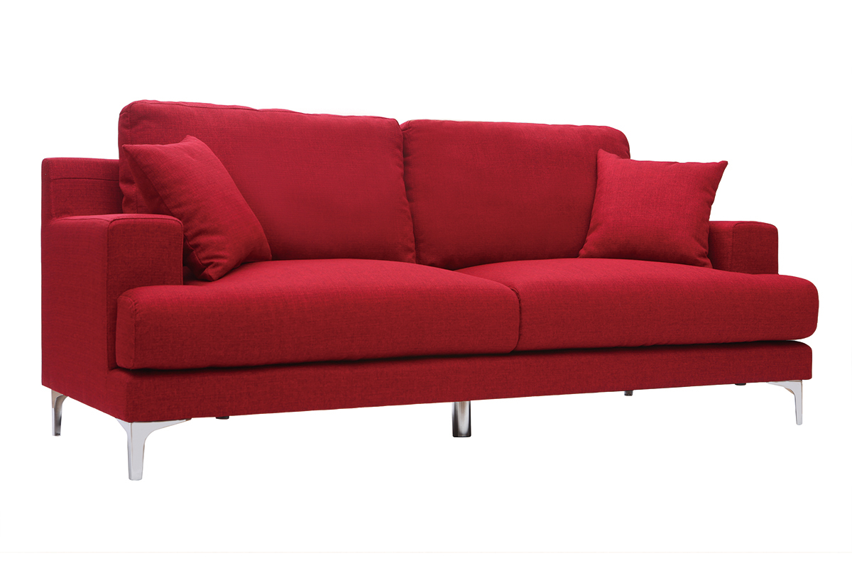 Design-Sofa 3-Sitzer aus rotem Stoff BOMEN