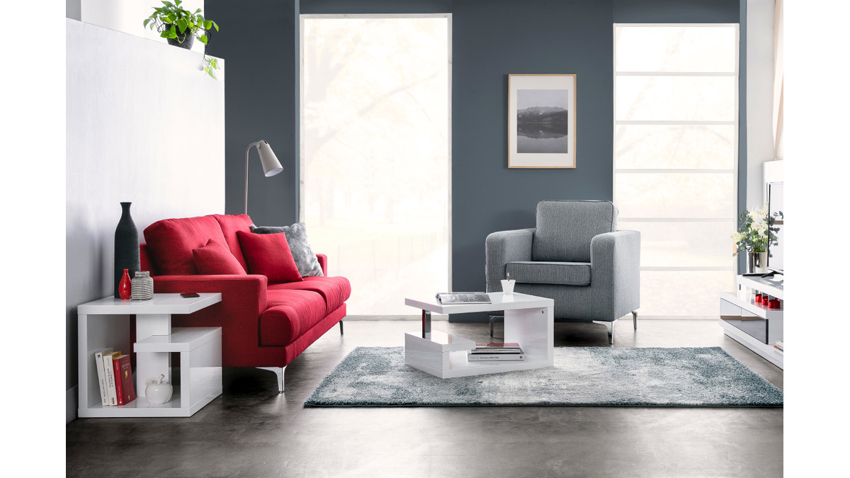 Design-Sofa 3-Sitzer aus rotem Stoff BOMEN