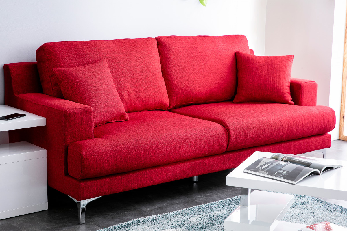 Design-Sofa 3-Sitzer aus rotem Stoff BOMEN