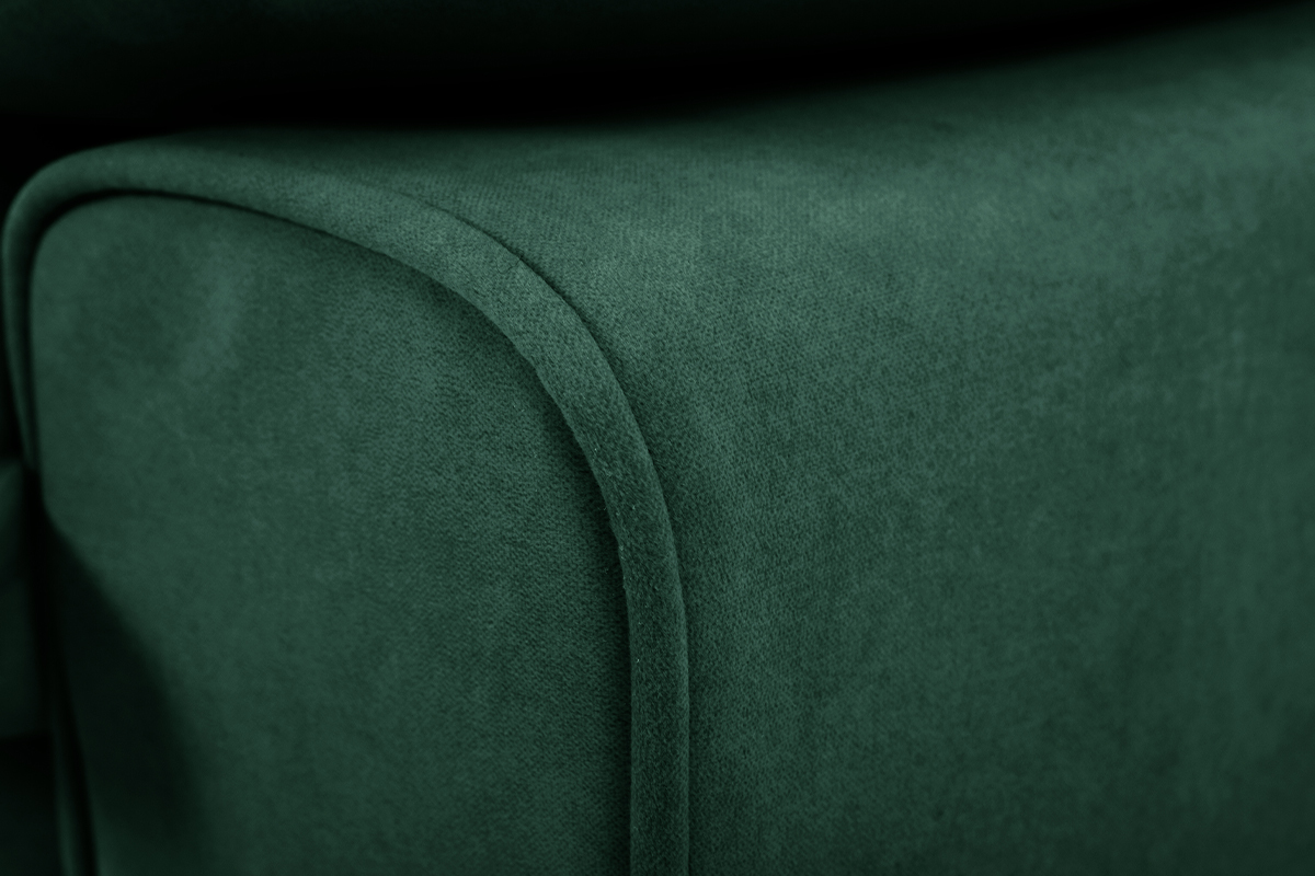 Design-Sofa 3-Sitzer in dunkelgrnem Samtstoff und schwarzem Metall DORY