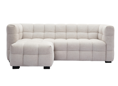 Design-Sofa 3-Sitzer mit Fußstütze aus beigem Stoff im Samtdesign CORTO
