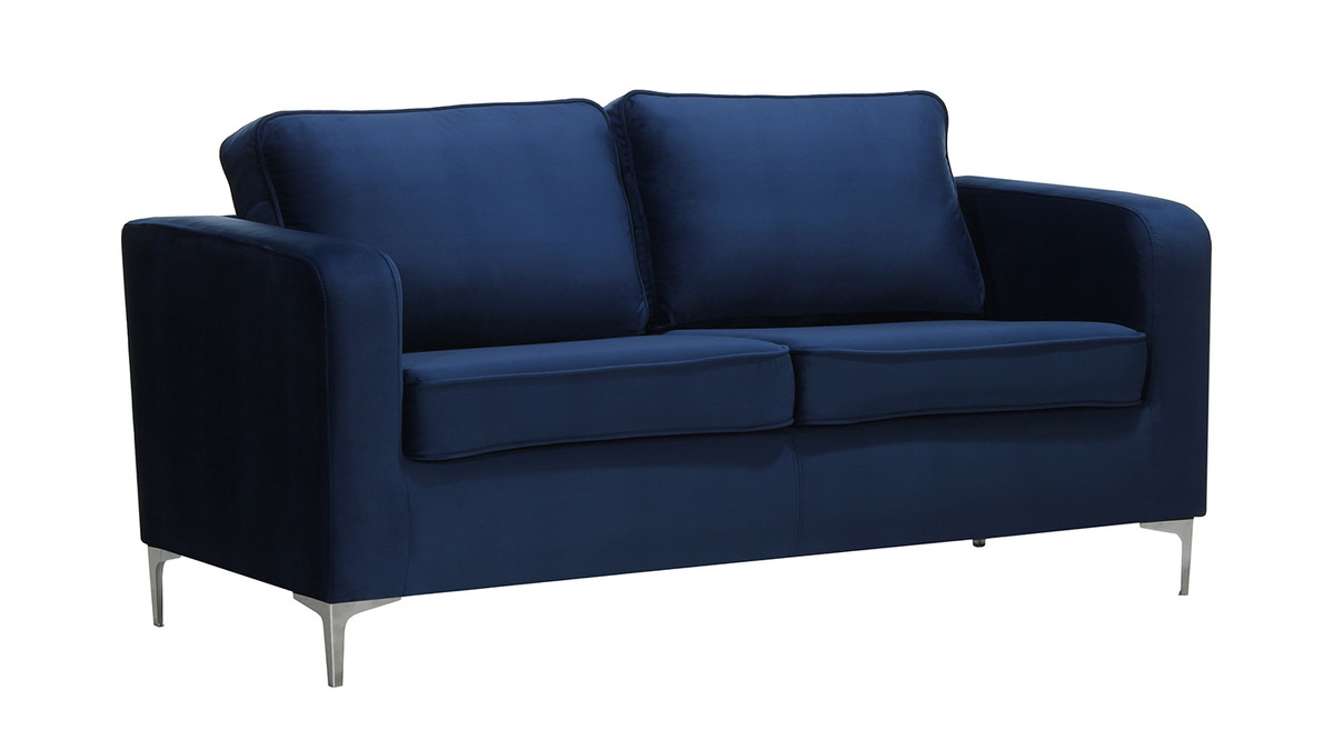Design-Sofa 3-Sitzer Velours Dunkelblau HARRY