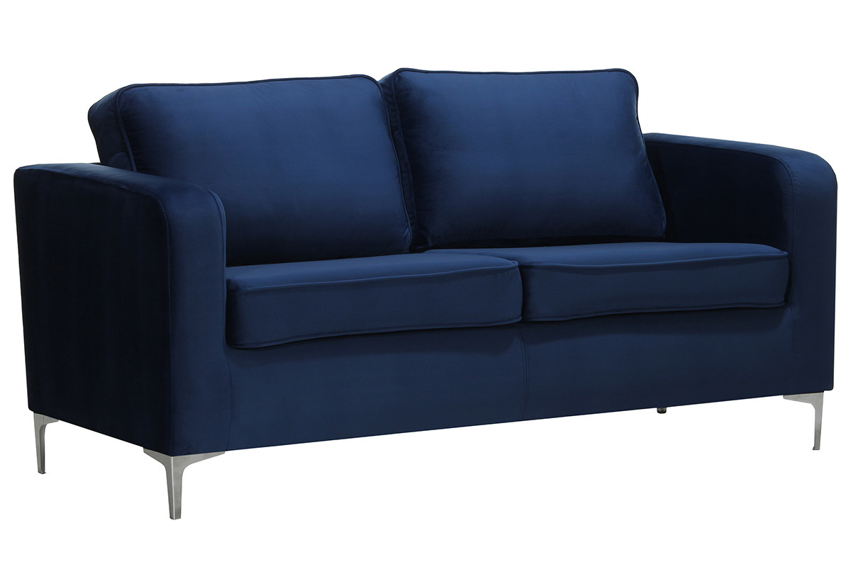 Design-Sofa 3-Sitzer Velours Dunkelblau HARRY