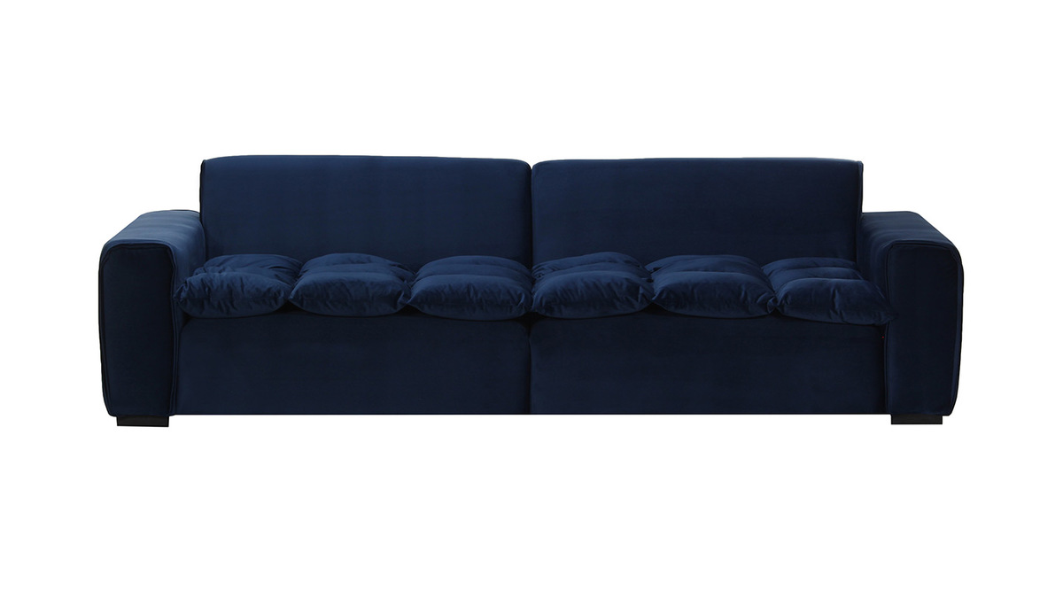 Design-Sofa 3-Sitzer Velours Dunkelblau MELLOW