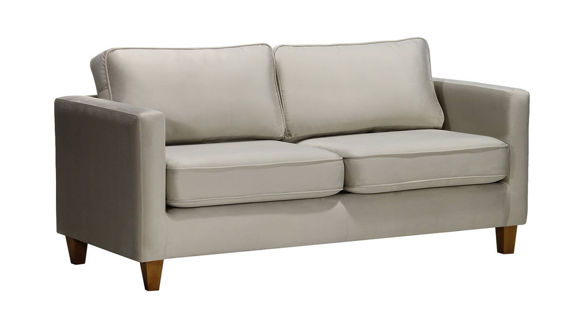 Design-Sofa 3-Sitzer Velours Hellgrau LYRIC