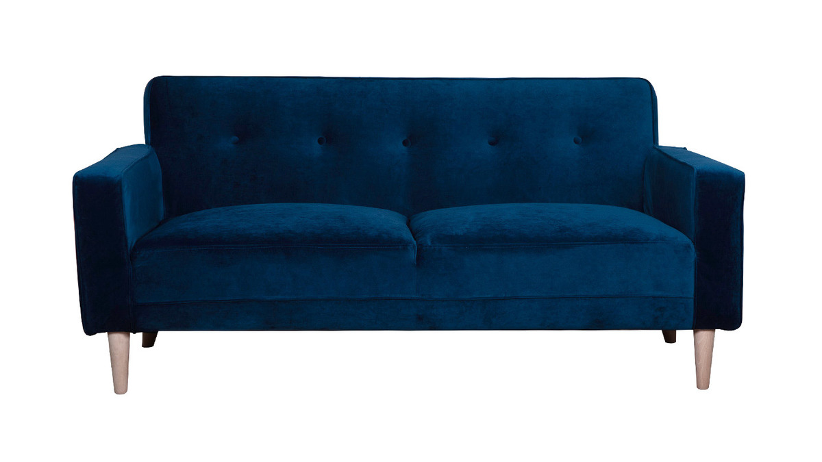 Design-Sofa 3 Sitzpltze nachtblaues Velours CIGALE