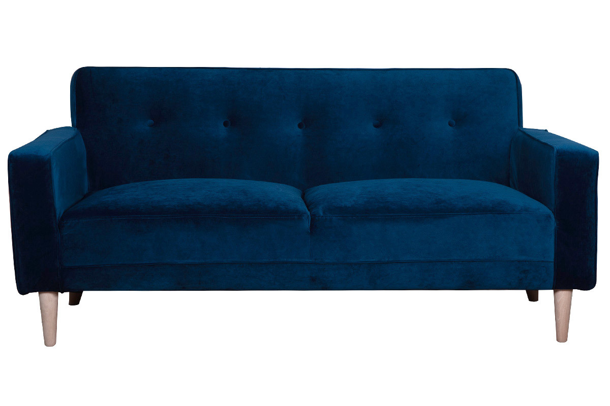 Design-Sofa 3 Sitzpltze nachtblaues Velours CIGALE