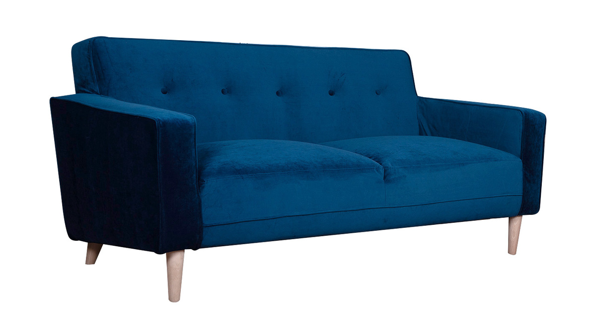 Design-Sofa 3 Sitzpltze nachtblaues Velours CIGALE